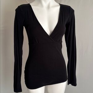 Express Y2K black surplice neckline long sleeve t-shirt